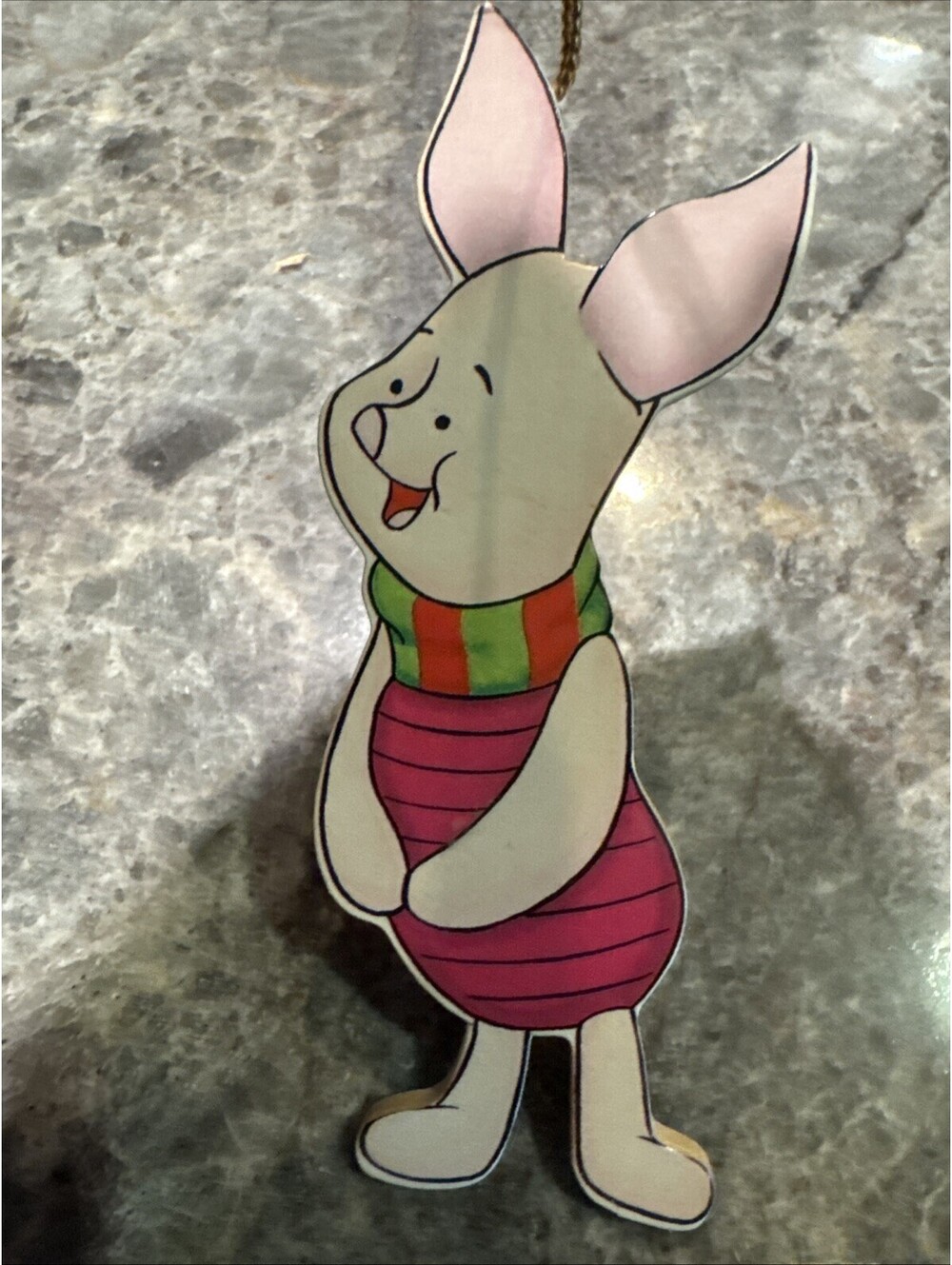 VintageDisney Winnie The Pooh Piglet Double Sided Christmas Ornament Collectible